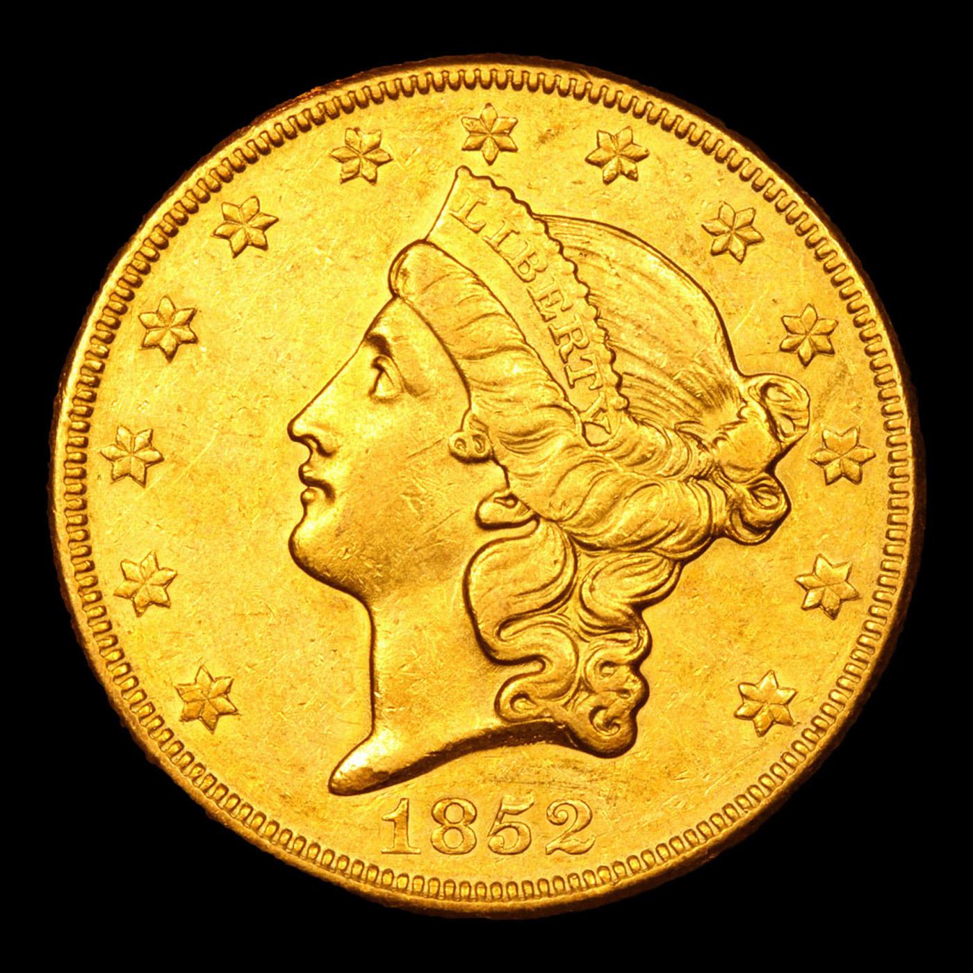 ***Auction Highlight*** 1852-o Gold Liberty Double Eagle $20 Graded ms62 By SEGS (fc)