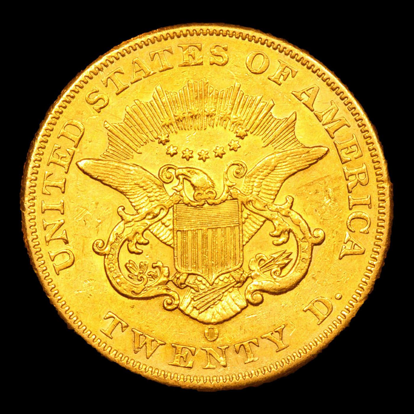 ***Auction Highlight*** 1852-o Gold Liberty Double Eagle $20 Graded ms62 By SEGS (fc)