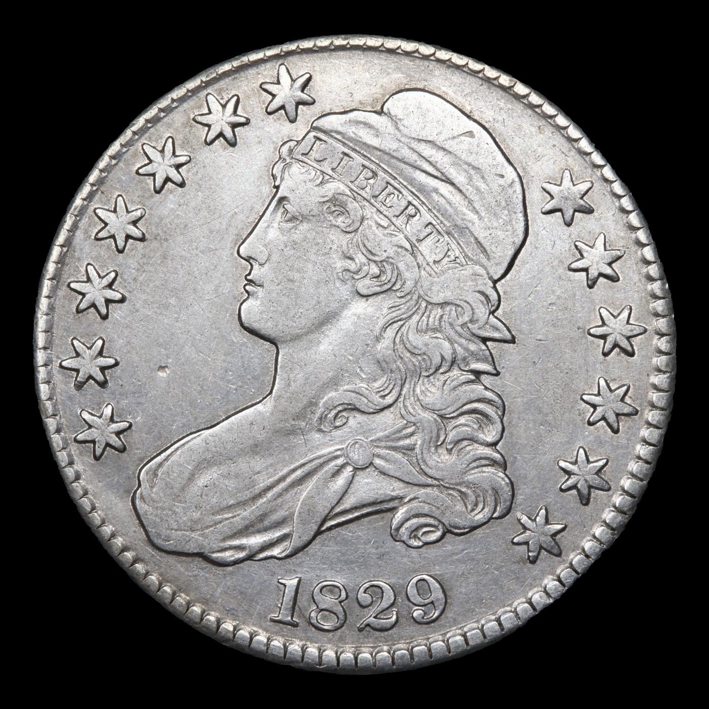 1829 O-105 Capped Bust Half Dollar 50c Grades xf+