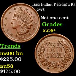 1863 Indian F-62-367a R3 Civil War Token 1c Grades Choice AU/BU Slider+