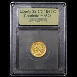 ***Auction Highlight*** 1841 C Charlotte Gold Liberty Quarter Eagle $2 1/2 Grades Select Unc By USCG