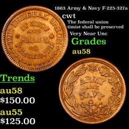 1863 Army & Navy F-225-327a Civil War Token 1c Grades Choice AU/BU Slider