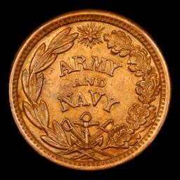 1863 Army & Navy F-225-327a Civil War Token 1c Grades Choice AU/BU Slider