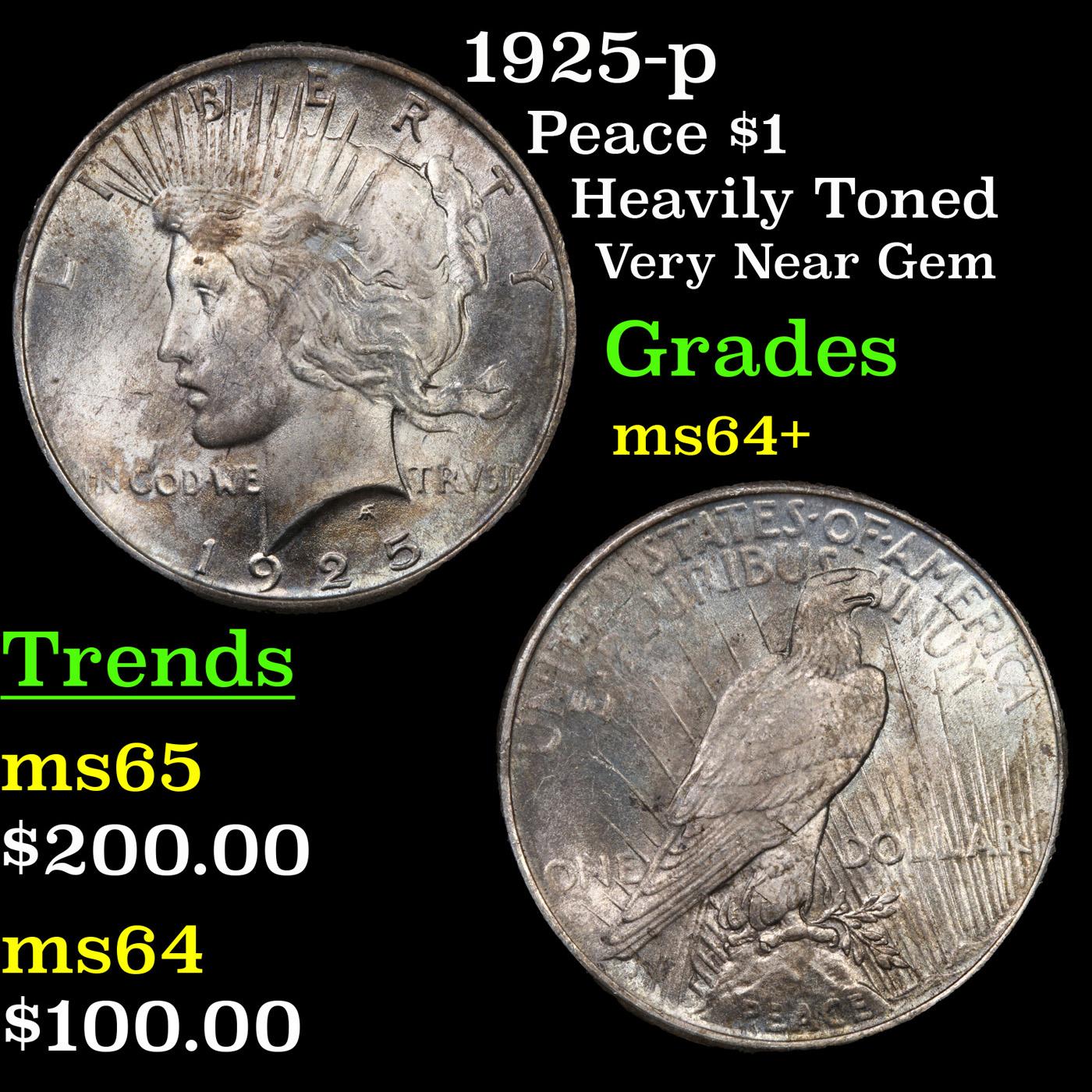 1925-p Peace Dollar $1 Grades Choice+ Unc