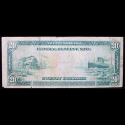 1914 $20 Large Size Federal Reserve Note Chicago, IL 7-G Grades vf++