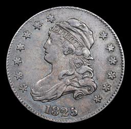 ***Auction Highlight*** 1825/4/2 B-1 Capped Bust Quarter 25c Graded au50 By SEGS (fc)