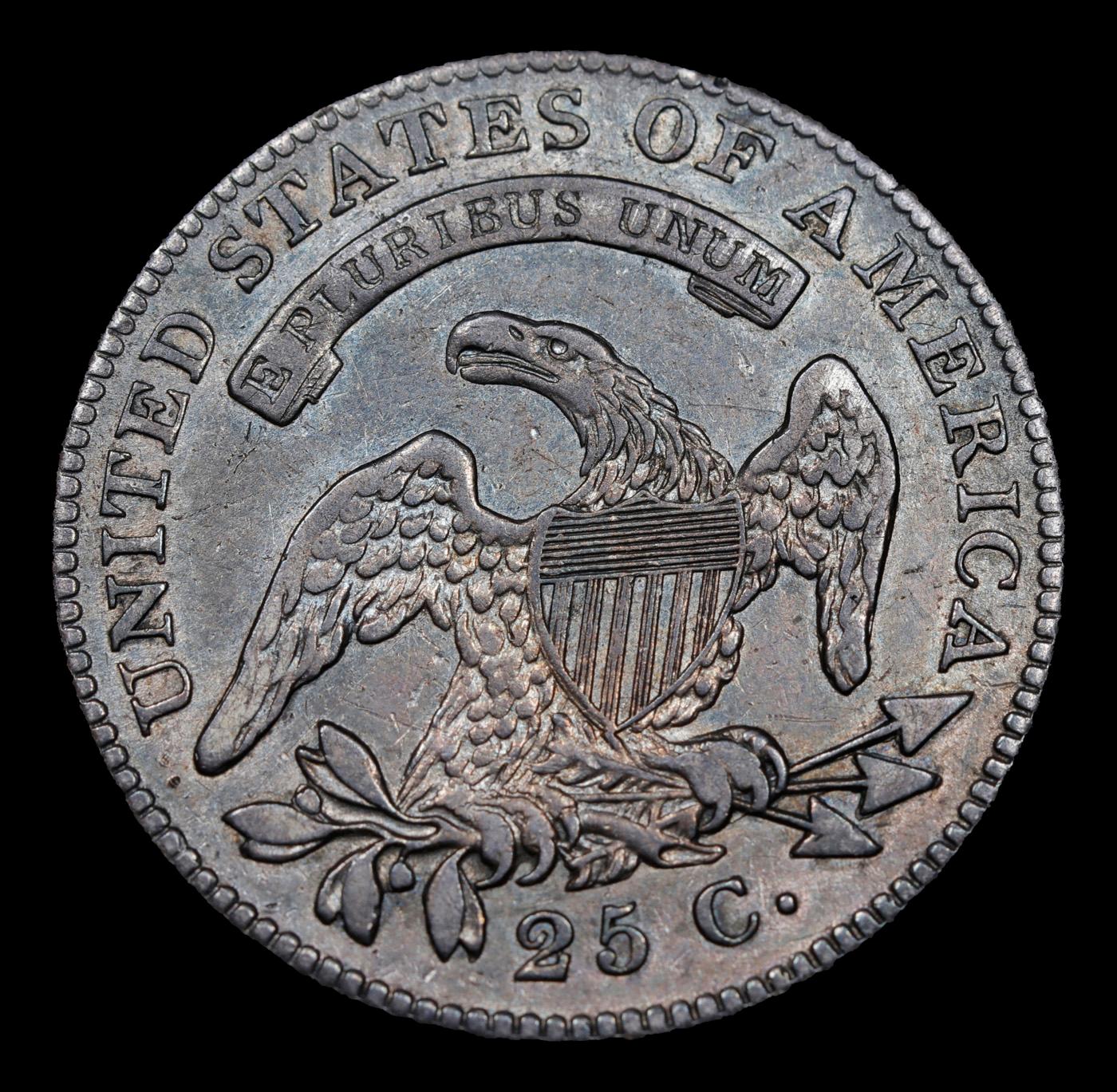 ***Auction Highlight*** 1825/4/2 B-1 Capped Bust Quarter 25c Graded au50 By SEGS (fc)