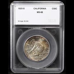 ***Auction Highlight*** 1925-s California Near Top POP! Old Commem Half Dollar 50c Graded ms68 By SE