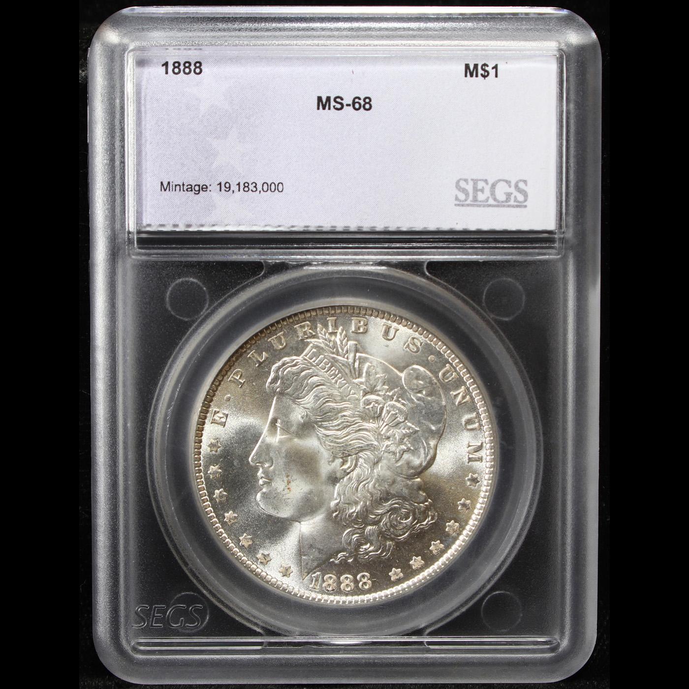 ***Auction Highlight*** 1888-p TOP POP! Morgan Dollar $1 Graded ms68 By SEGS (fc)