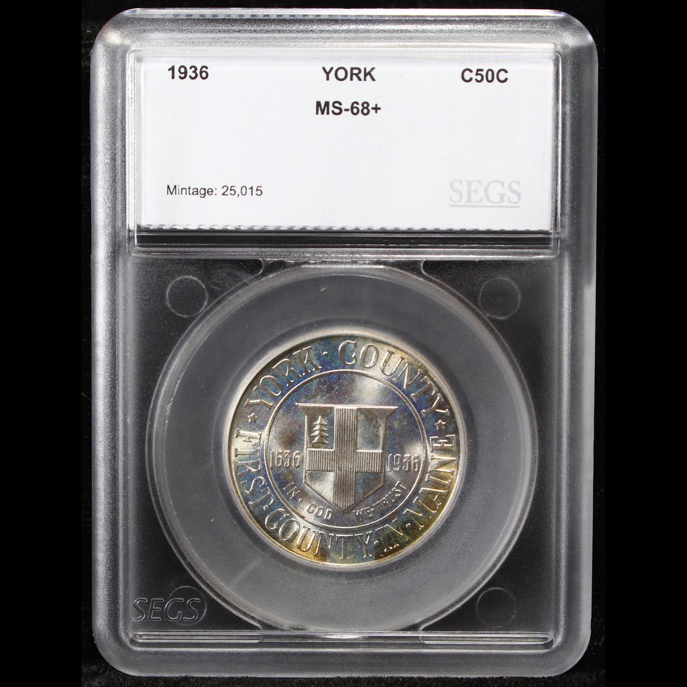 ***Auction Highlight*** 1936 York Old Commem Half Dollar 50c Graded ms68+ By SEGS (fc)