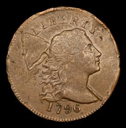 ***Auction Highlight*** 1796 Liberty Cap S-82 R5 Flowing Hair large cent 1c Graded xf40 details By S