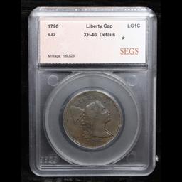***Auction Highlight*** 1796 Liberty Cap S-82 R5 Flowing Hair large cent 1c Graded xf40 details By S