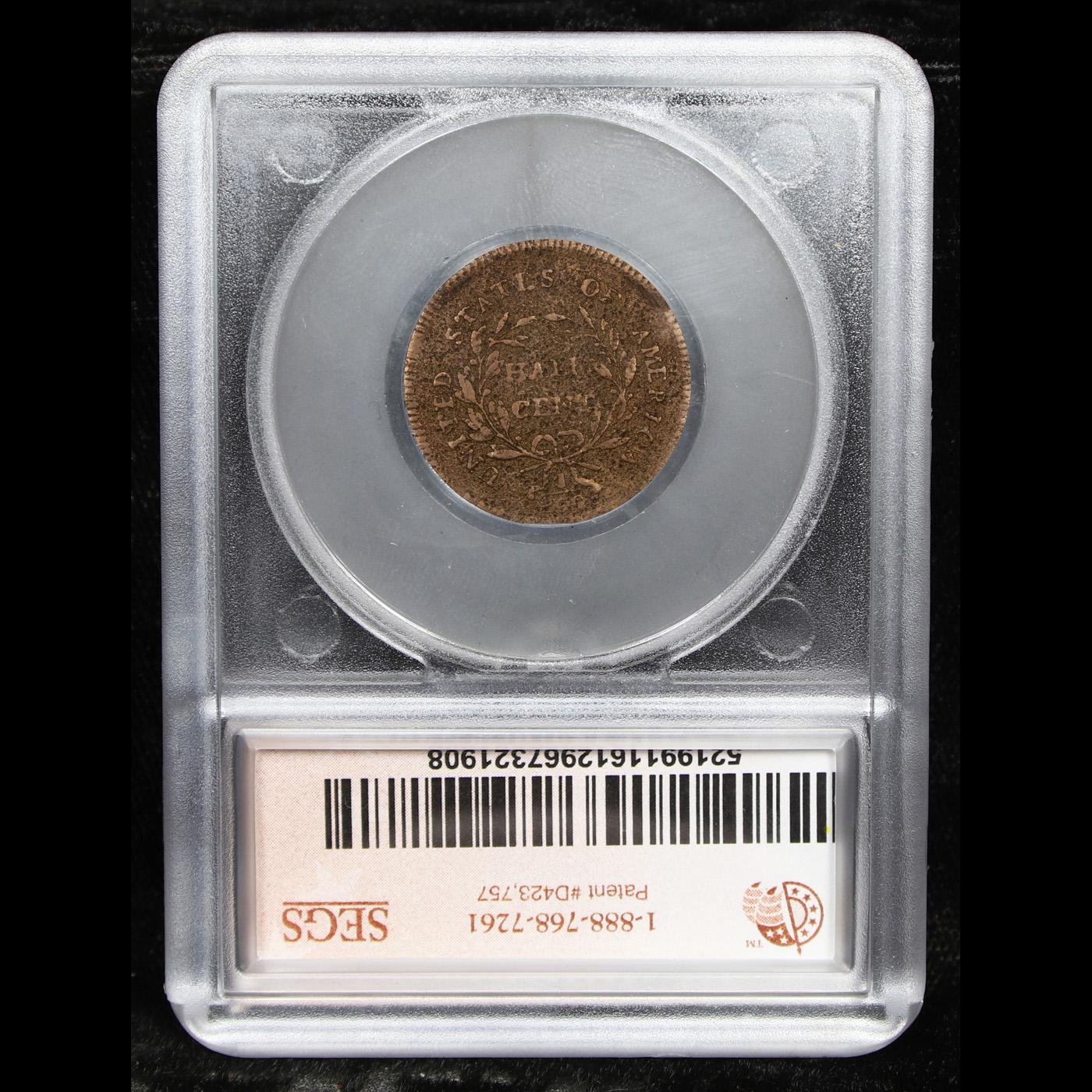 ***Auction Highlight*** 1796 No Pole C-1 Liberty Cap half cent 1/2c Graded vf25 details By SEGS (fc)