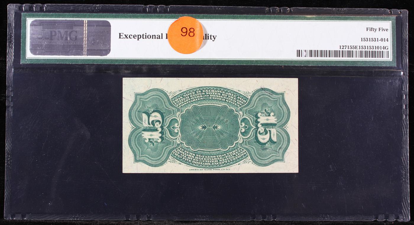 1870's US Fractional Currency 15¢ Fourth Issue Fr-1271 Graded au55 EPQ By PMG