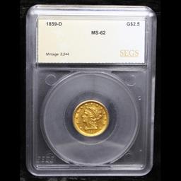 ***Auction Highlight*** 1859-d Dahlonega Top POP Gold Liberty Quarter Eagle $2 1/2 Graded ms62 By SE