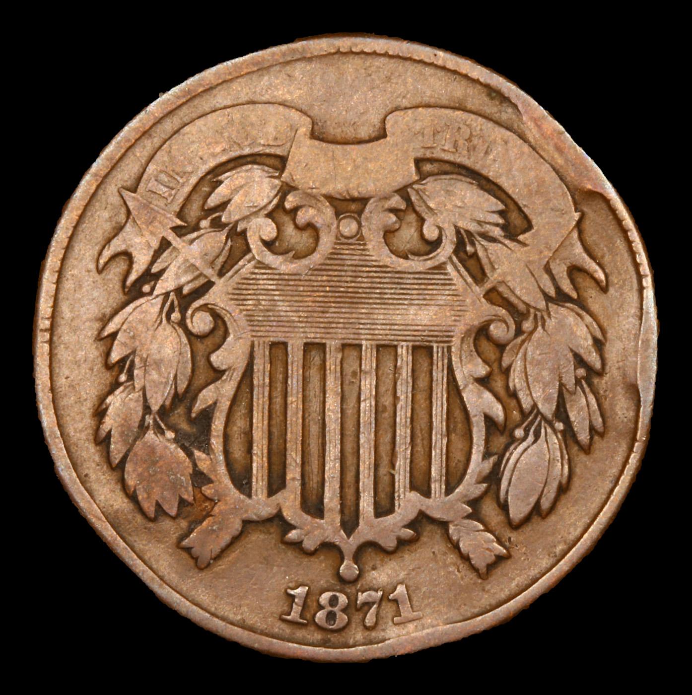 1871 Two Cent Piece 2c Grades vf details