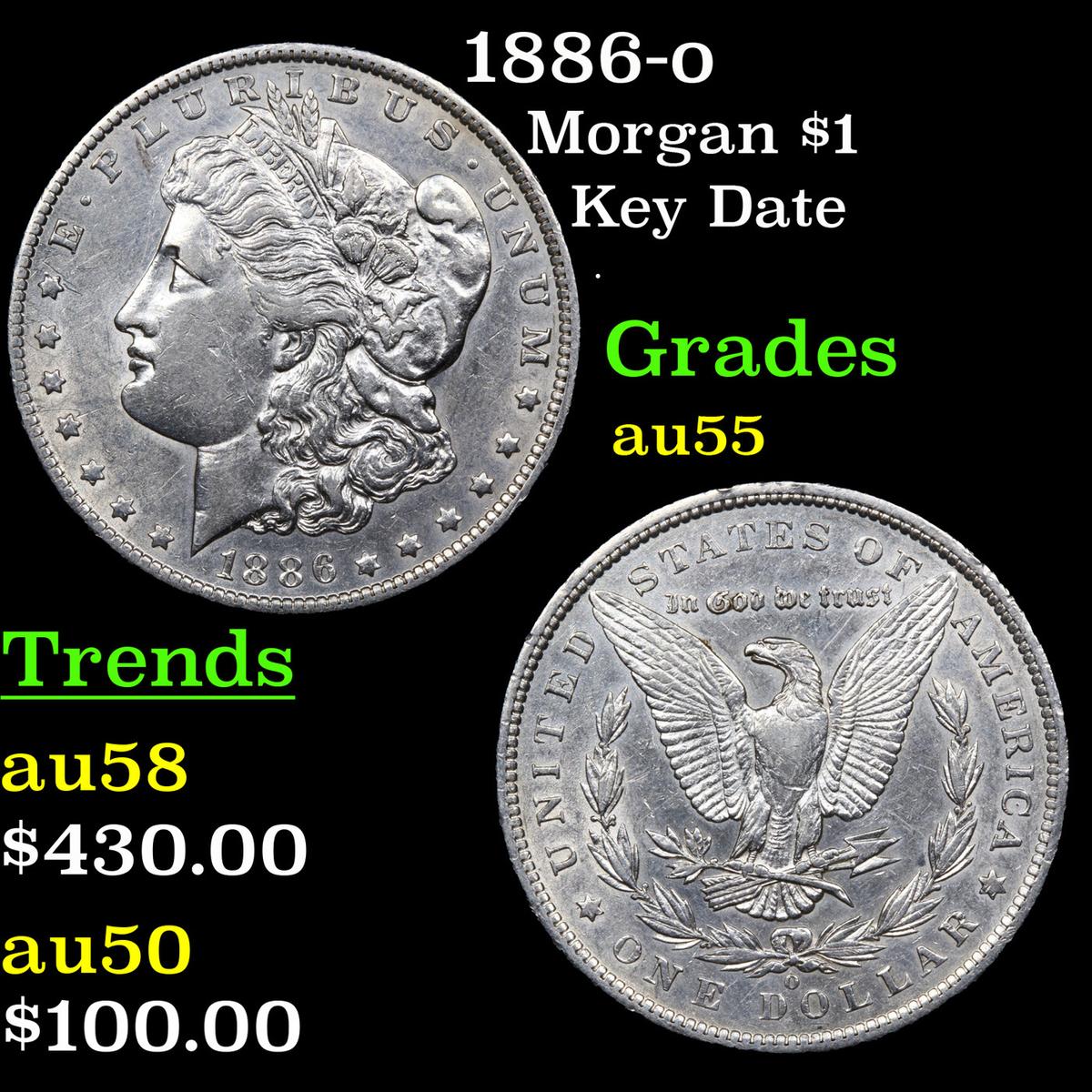 1886-o Morgan Dollar $1 Grades Choice AU