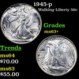 1945-p Walking Liberty Half Dollar 50c Grades Select+ Unc