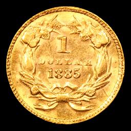 ***Auction Highlight*** 1885 Ty 3 Gold Dollar $1 Graded ms64 By SEGS (fc)