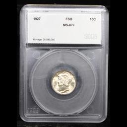 ***Auction Highlight*** 1927-p Near Top POP! Mercury Dime 10c Graded ms67+ FSB By SEGS (fc)