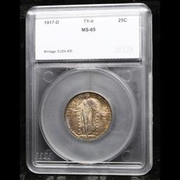 ***Auction Highlight*** 1917-d Ty II Standing Liberty Quarter 25c Graded ms65 By SEGS