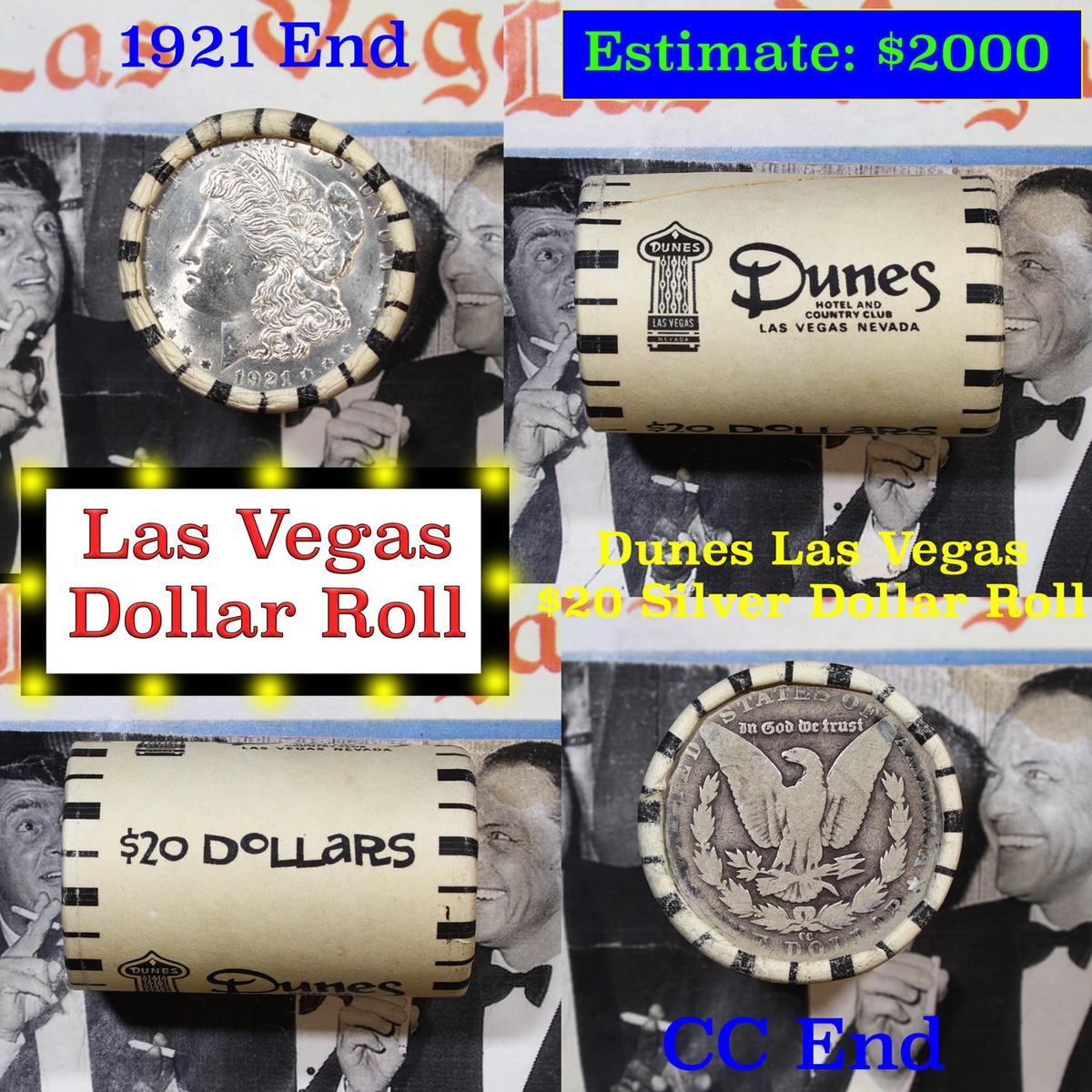 ***Auction Highlight*** Full Morgan/Peace Casino Las Vegas Dunes silver $1 roll $20, 1921 & CC end (