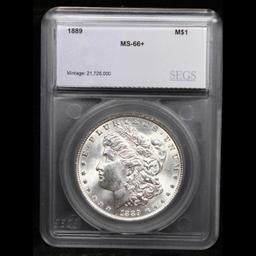 ***Auction Highlight*** 1889-p Morgan Dollar $1 Graded ms66+ By SEGS (fc)