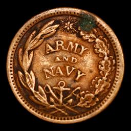(1863) Army & Navy Civil War Token 1c Grades vf+