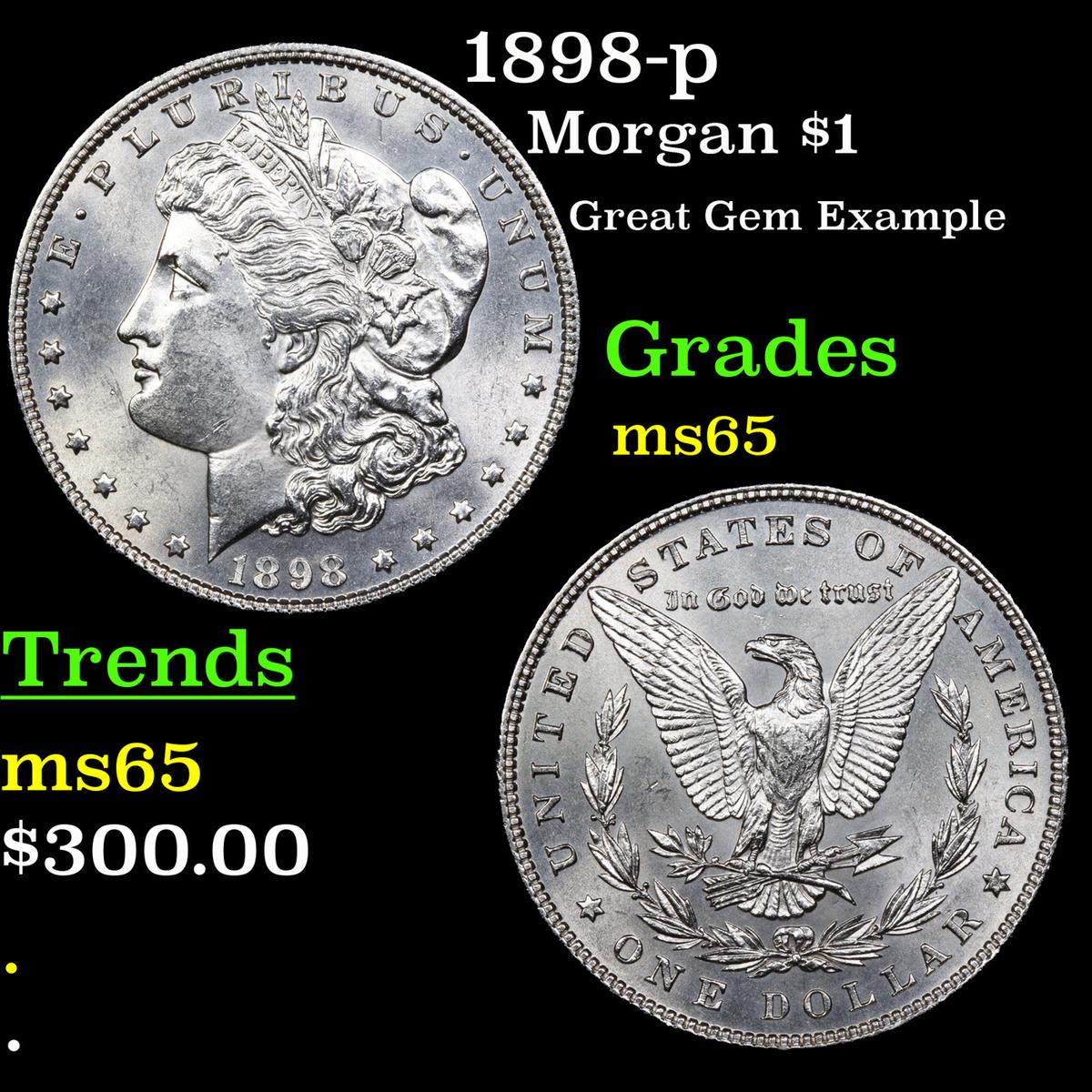 1898-p Morgan Dollar $1 Grades GEM Unc