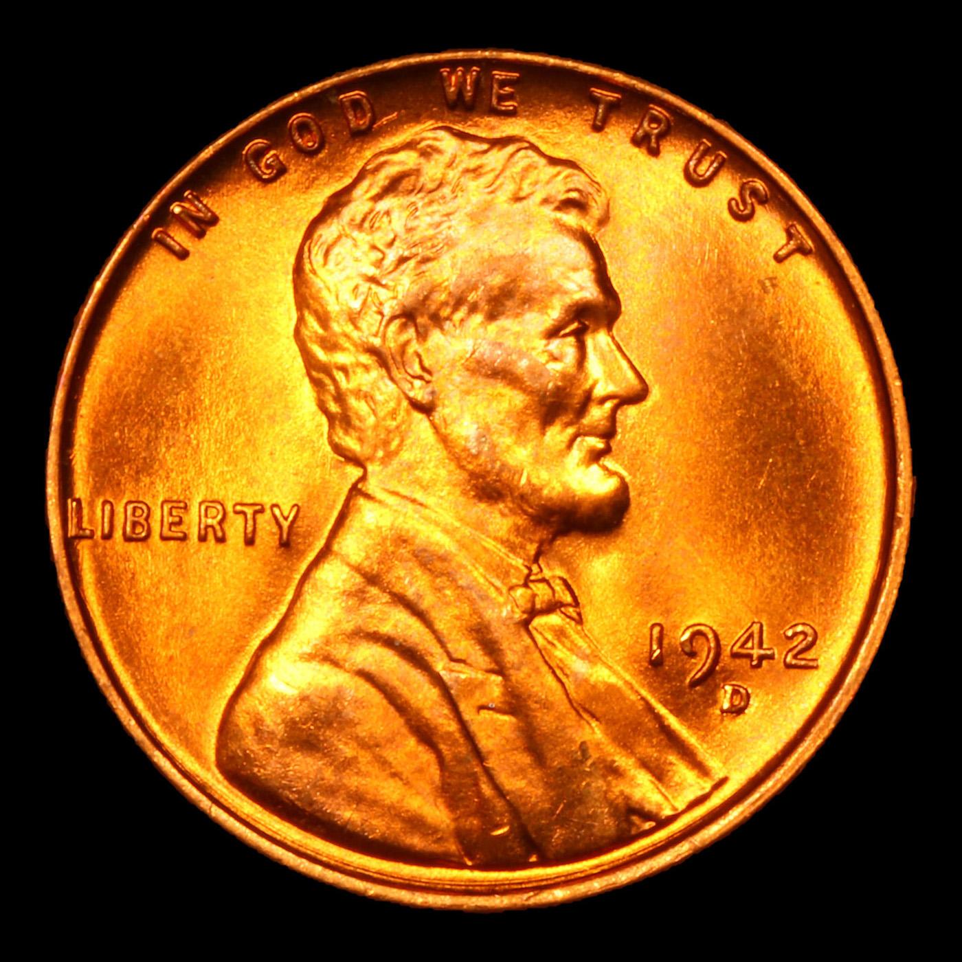 1942-d Lincoln Cent 1c Grades GEM++ Unc RD