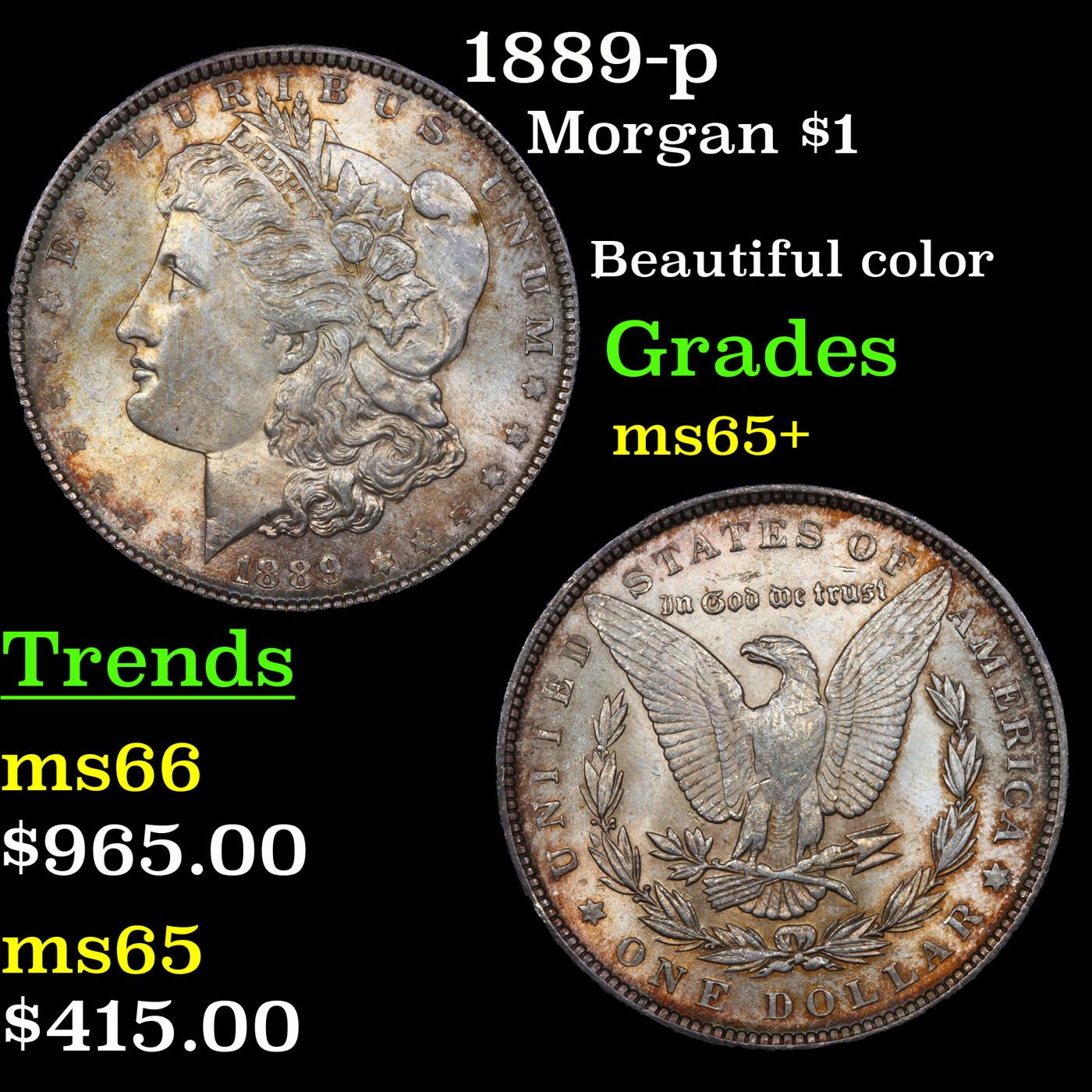 1889-p Morgan Dollar $1 Grades GEM+ Unc