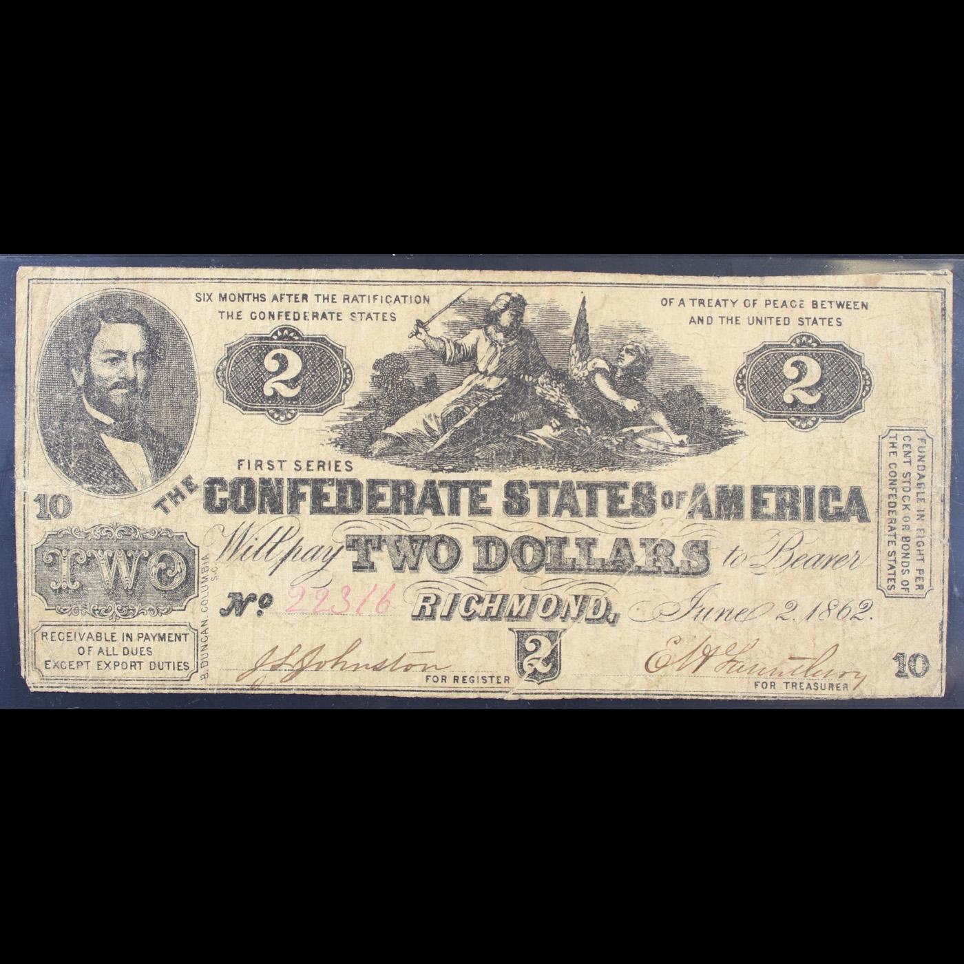 ***Auction Highlight*** PCGS 1862 $2 Ultra Rare Confederate States of Amceria Mint Error T-42 Gutter