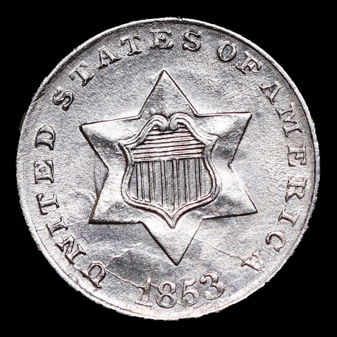 1853 Three Cent Silver 3cs Grades Select Unc