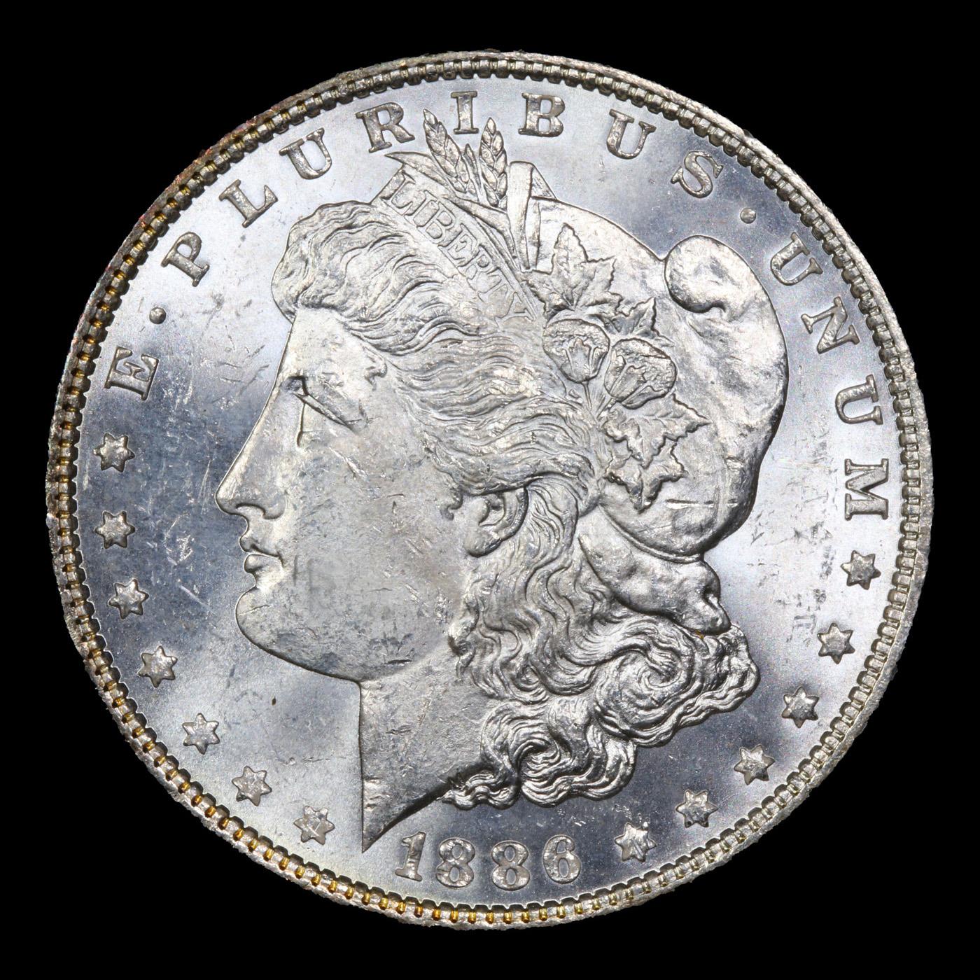 1886-p Rainbow Toned Morgan Dollar $1 Grades Select Unc