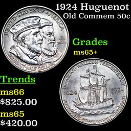 1924 Huguenot Old Commem Half Dollar 50c Grades GEM+ Unc