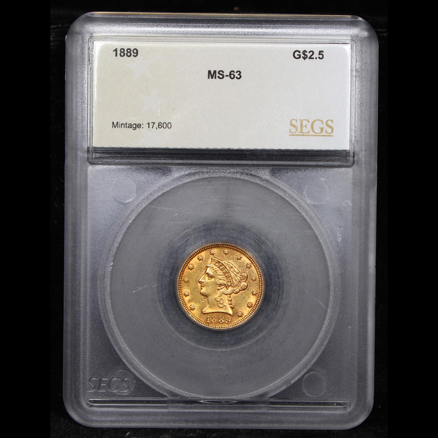 ***Auction Highlight*** 1889-p Gold Liberty Quarter Eagle $2 1/2 Graded ms63 By SEGS (fc)