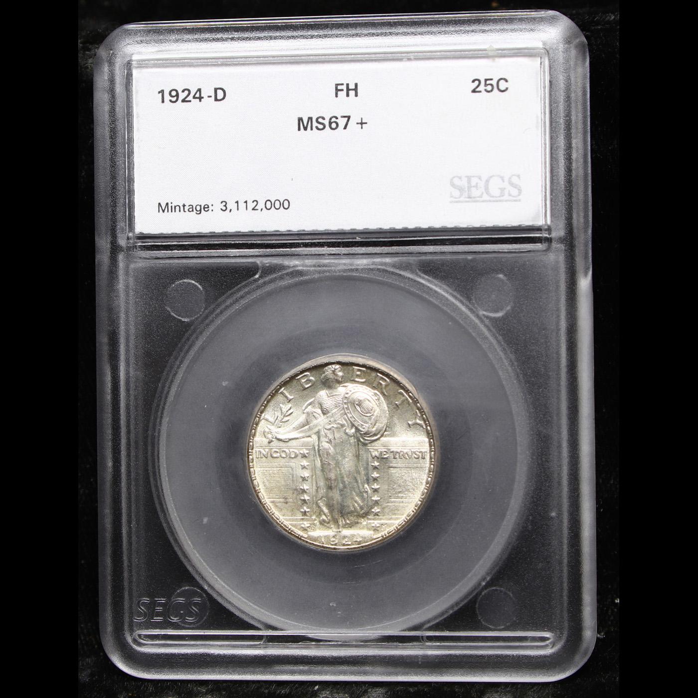 ***Auction Highlight*** 1924-d TOP POP! Standing Liberty Quarter 25c Graded ms67+ FH By SEGS (fc)