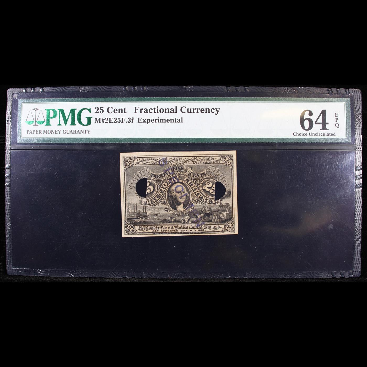 ***Auction Highlight*** 25¢ Experimental Fractional Currency Washington – M#2E25F.3f TOP POP! Graded