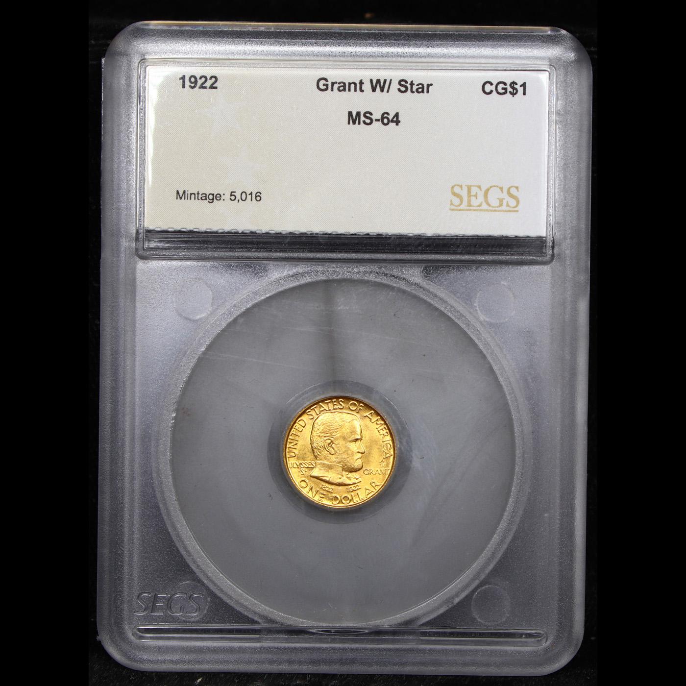 ***Auction Highlight*** 1922 Grant w/Star Gold Commem Dollar 1 Graded ms64 By SEGS (fc)