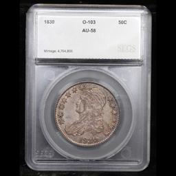 ***Auction Highlight*** 1830 O-103 Capped Bust Half Dollar 50c Graded au58 By SEGS (fc)