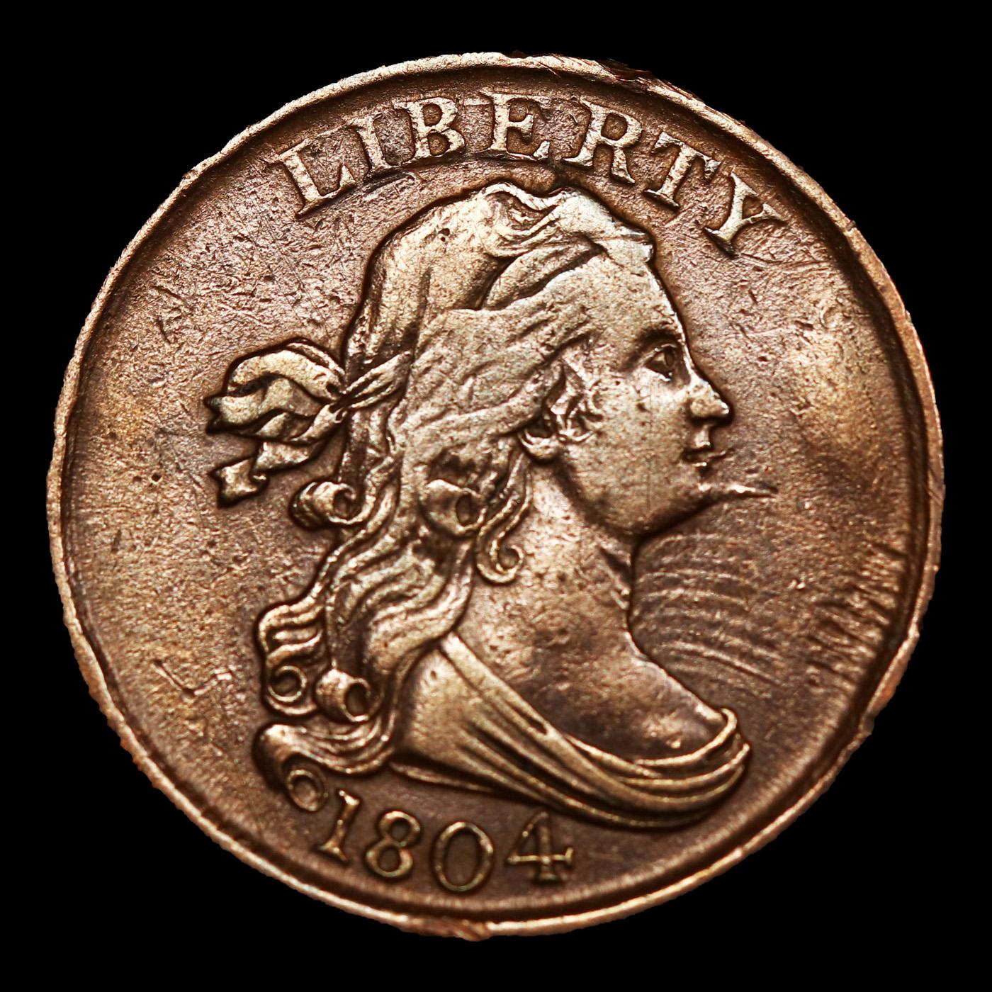 ***Auction Highlight*** 1804 Spiked Chin C-7 Draped Bust Half Cent 1/2c Graded xf45 By SEGS (fc)