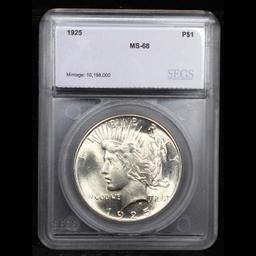 ***Auction Highlight*** 1925-p TOP POP! Peace Dollar $1 Graded ms68 By SEGS (fc)