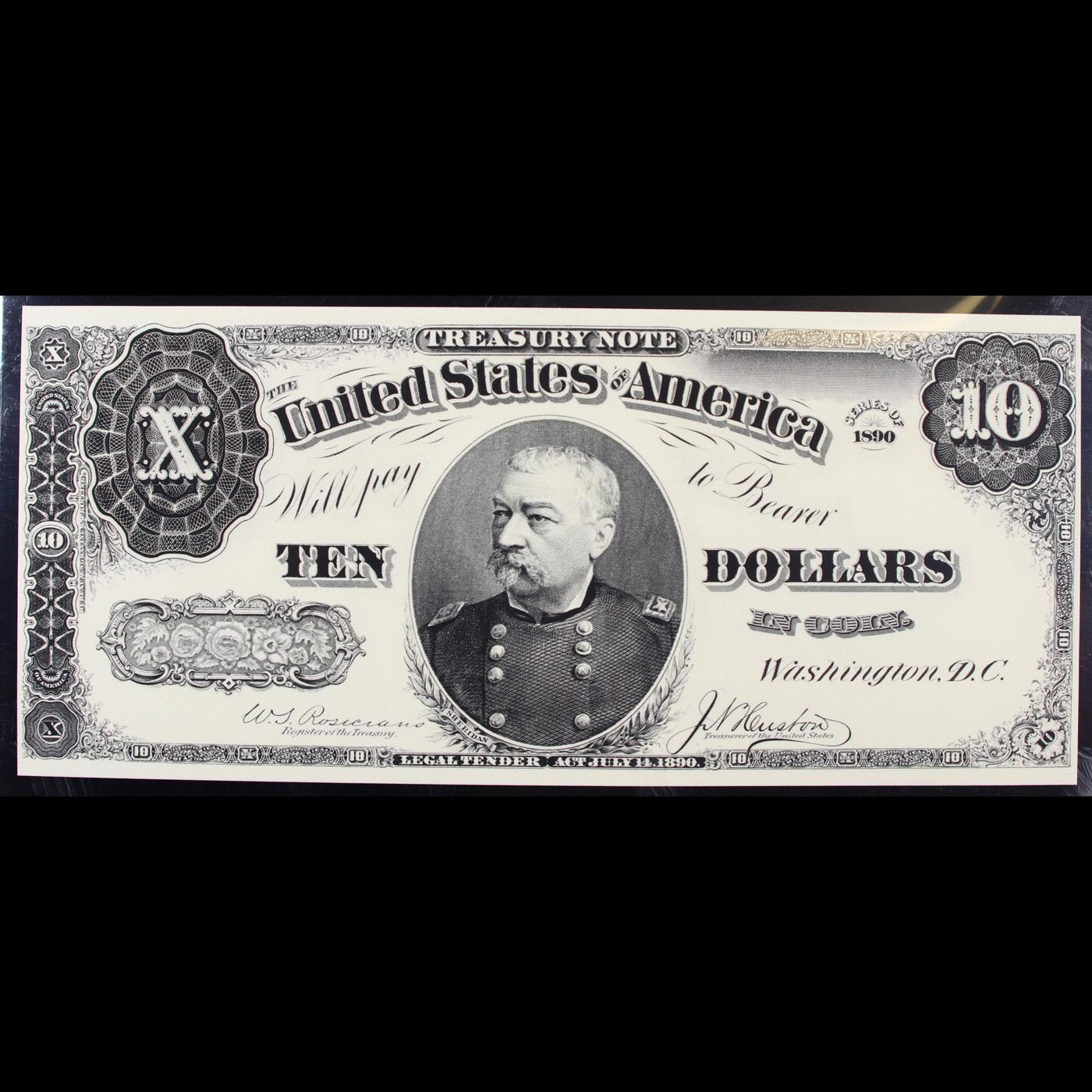 PCGS 1890 $10 Bureau of Engraving & Printing Treasury Note Graded cu64 PPQ By PCGS