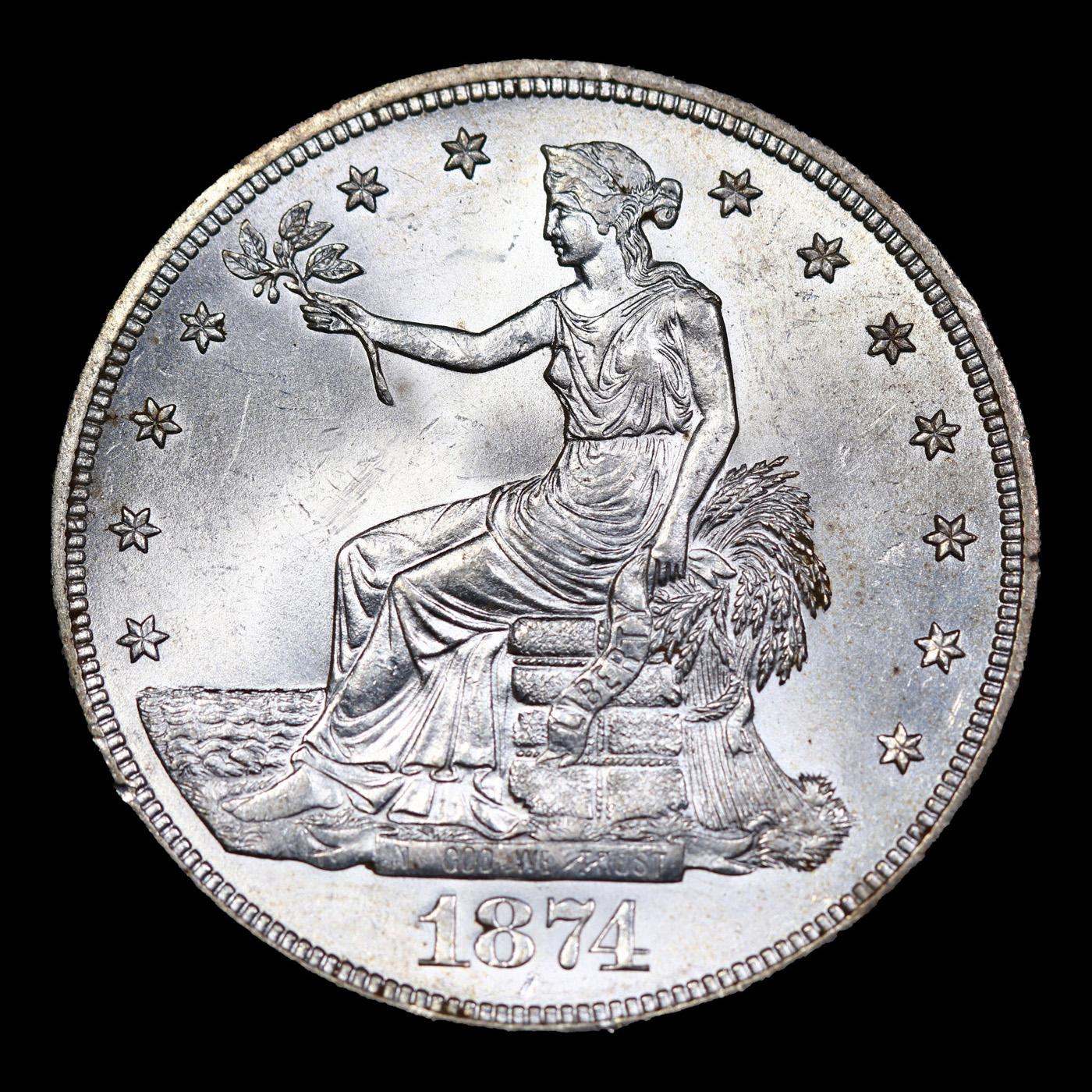 ***Auction Highlight*** 1874-s Trade Dollar $1 Graded ms65 By SEGS (fc)