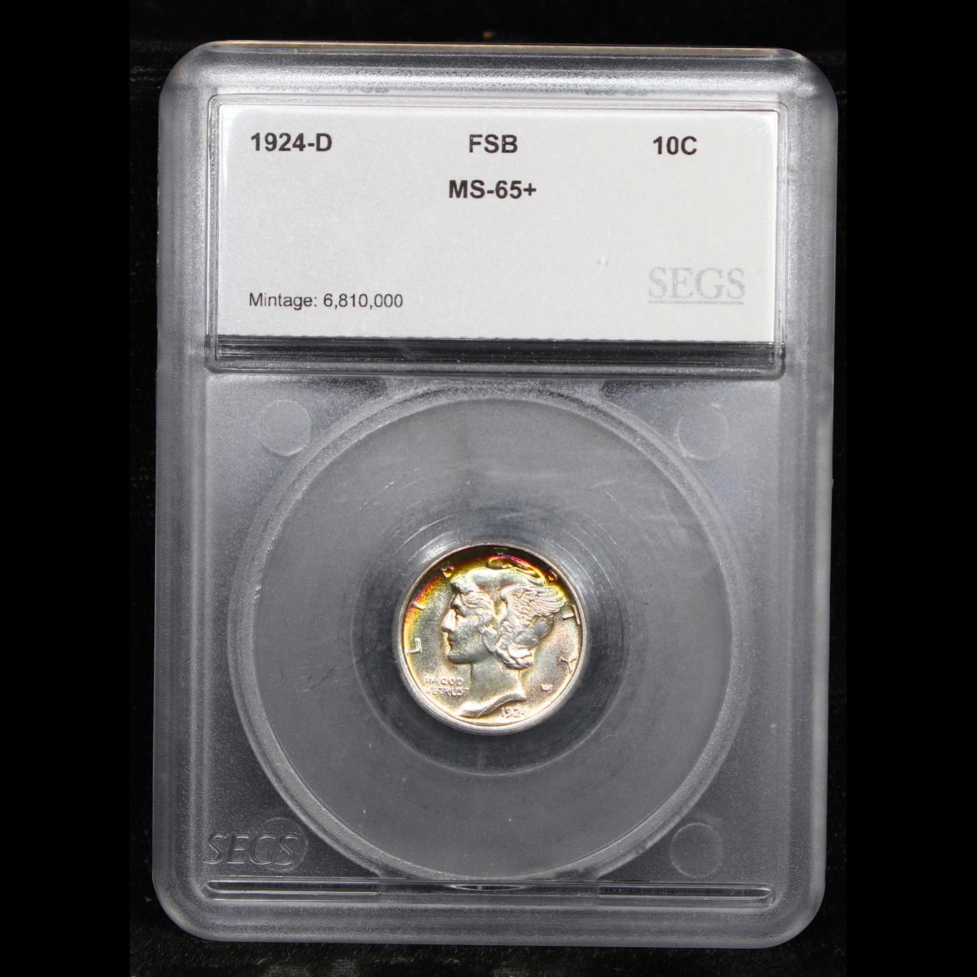 ***Auction Highlight*** 1924-d Mercury Dime 10c Graded ms65+ FSB By SEGS (fc)