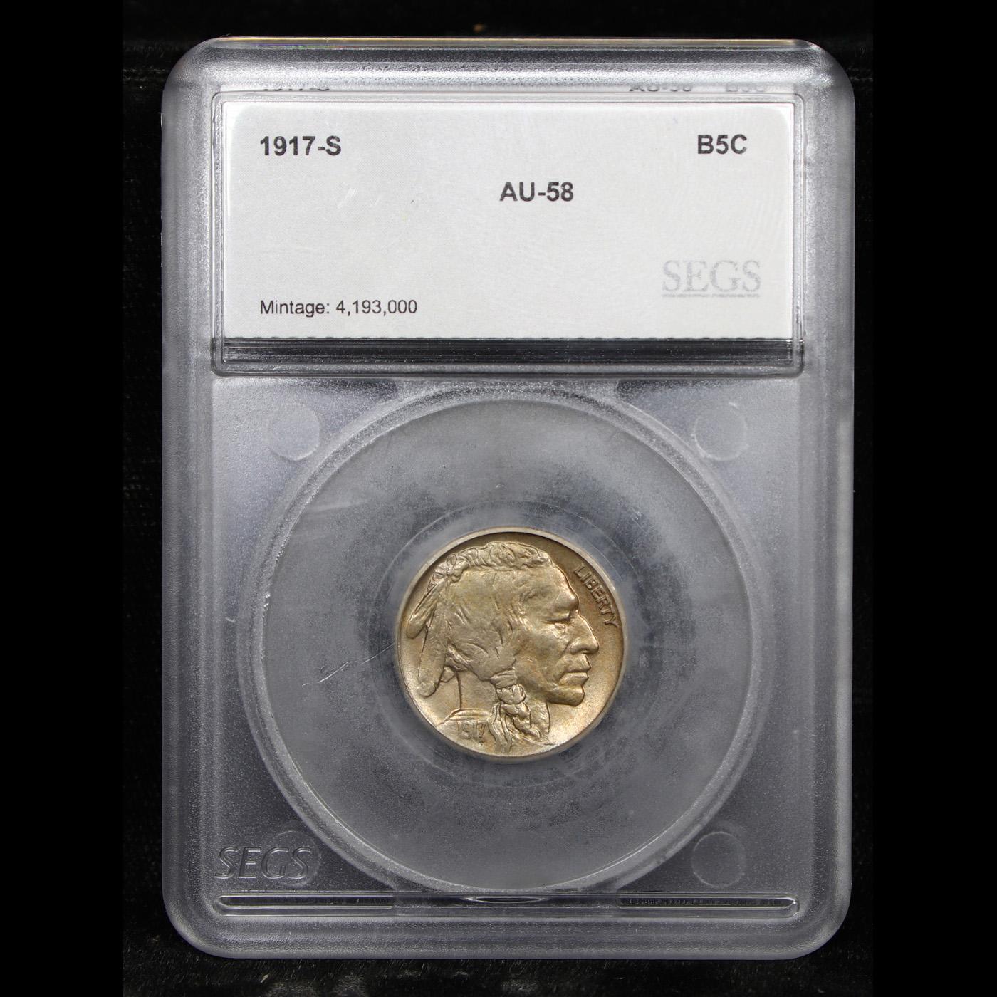 ***Auction Highlight*** 1917-s Buffalo Nickel 5c Graded au58 By SEGS (fc)