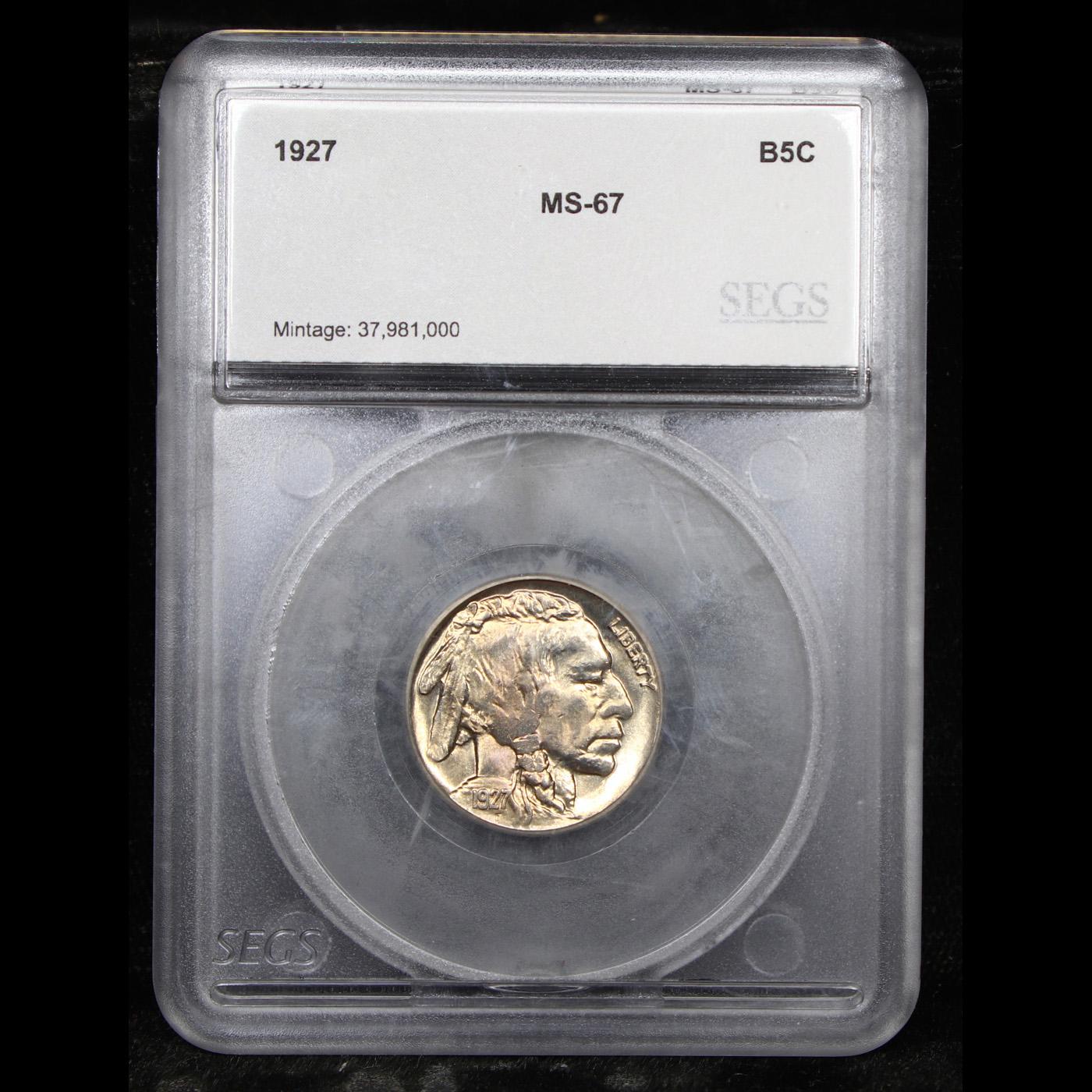 ***Auction Highlight*** 1927-p Near Top POP! Buffalo Nickel 5c Graded ms67 By SEGS (fc)