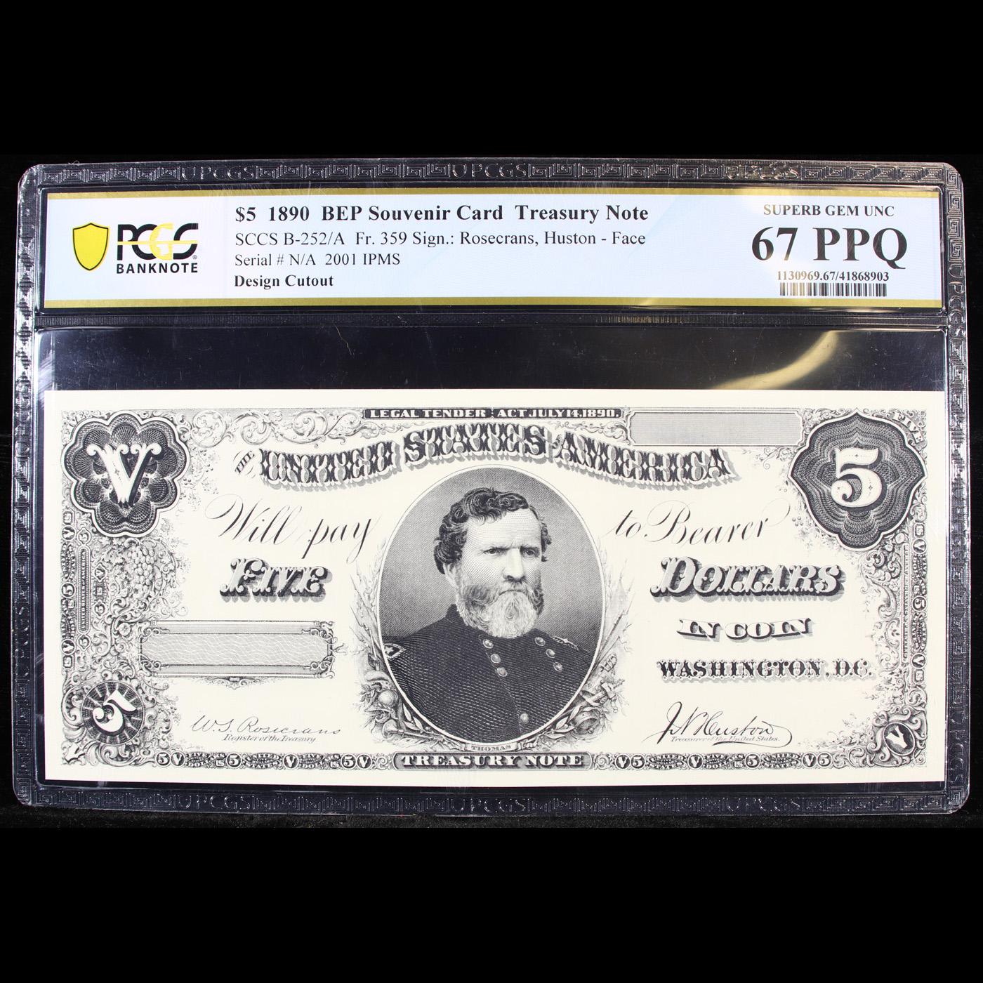 PCGS 1890 $5 Bureau of Engraving & Printing Treasury Note Graded cu67 PPQ By PCGS