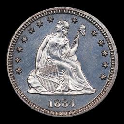 Proof ***Auction Highlight*** 1884 Seated Liberty Quarter 25c Graded pr66 cam By SEGS (fc)