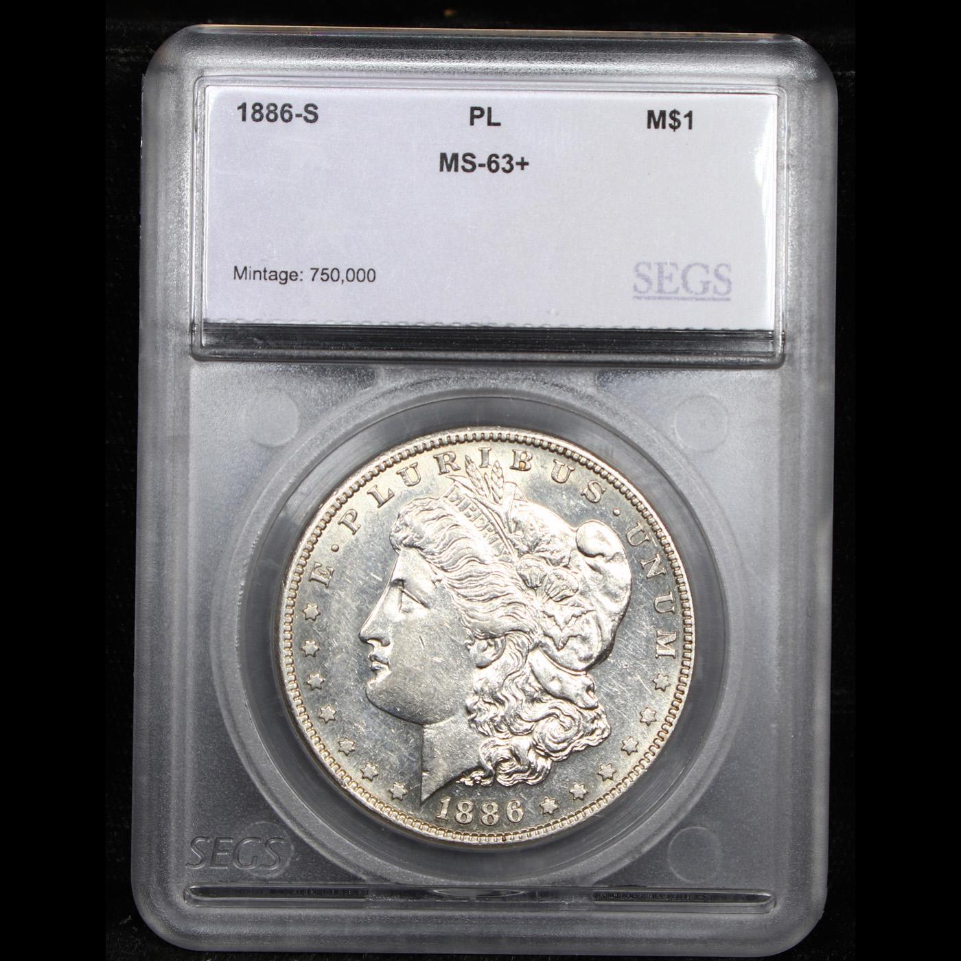 ***Auction Highlight*** 1886-s Morgan Dollar $1 Graded ms63+ PL By SEGS (fc)